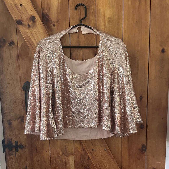 Lulu's Rose Gold Sequin Blouse - Picture 2 of 5